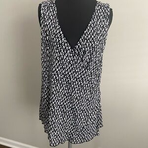 Style & Co. black & White Diamond Pattern Sleeveless Wrap Blouse